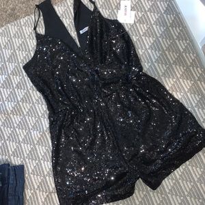 Black Sequin Romper NWT